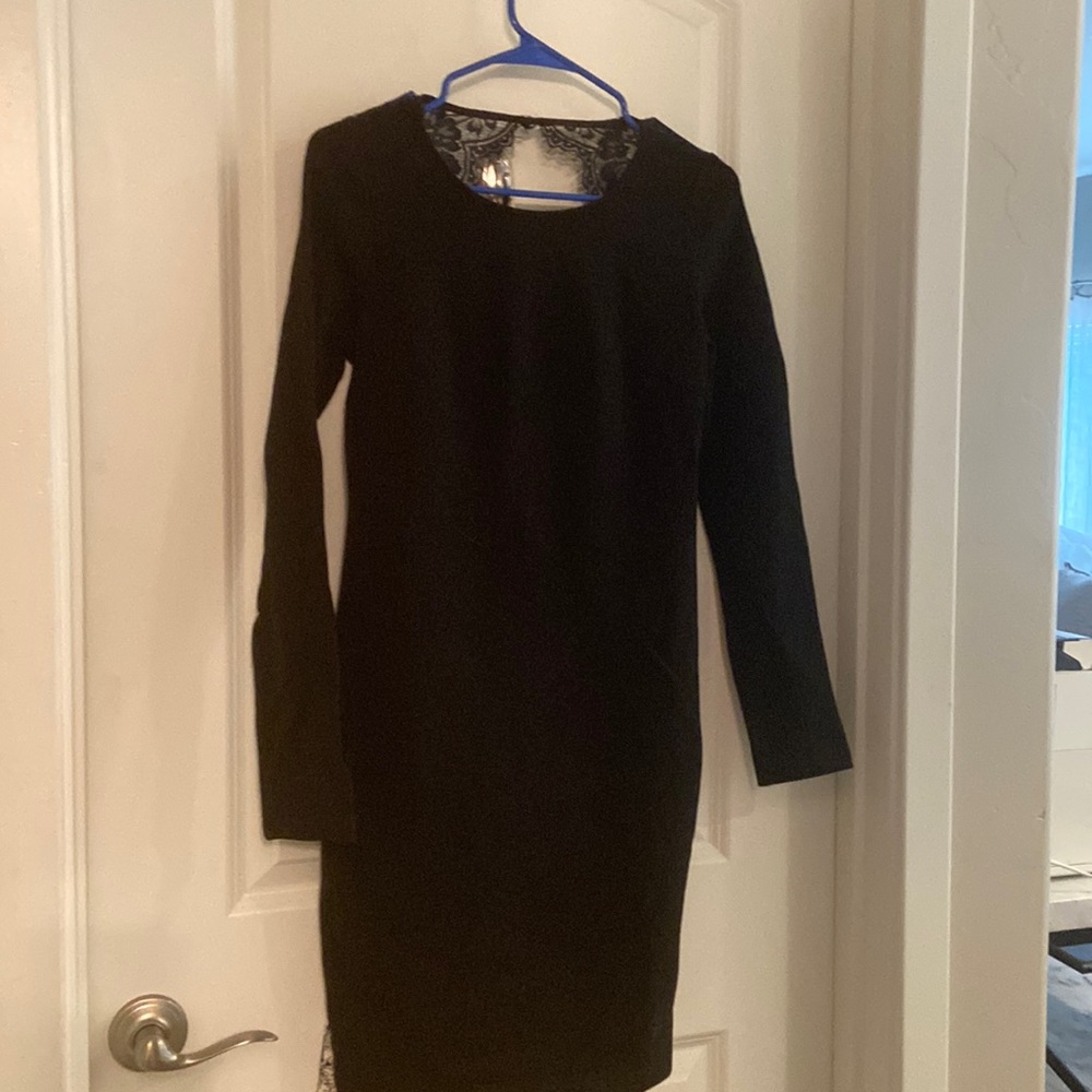 Backless with lace. Bodycon fit. Size M. 35” shoulder to hem